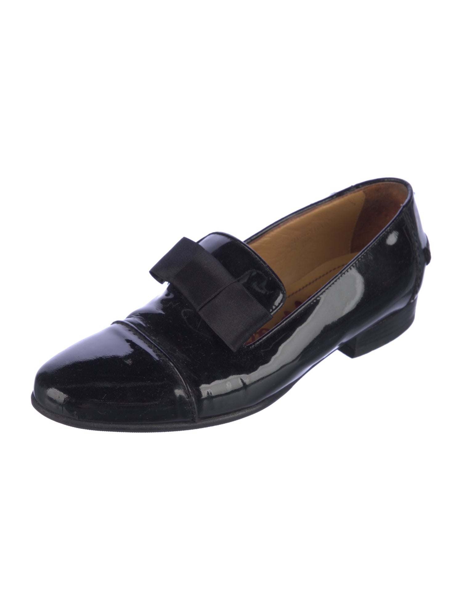Lanvin Patent Leather Bow Accents Loafers