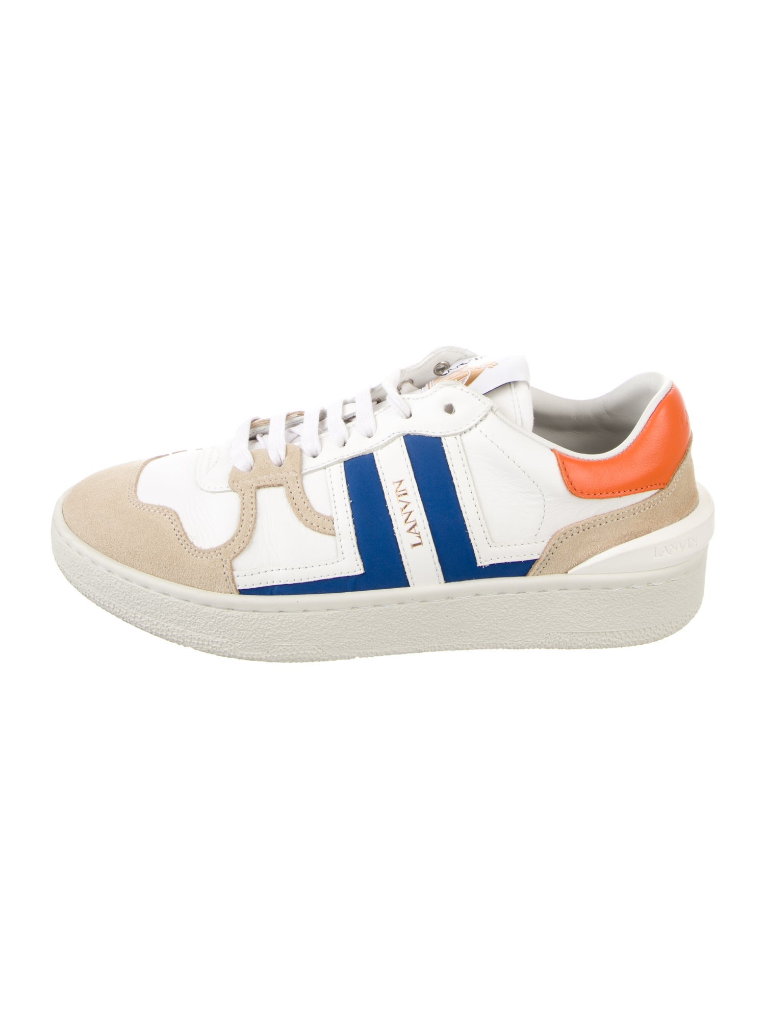 Lanvin Leather Colorblock Pattern Sneakers