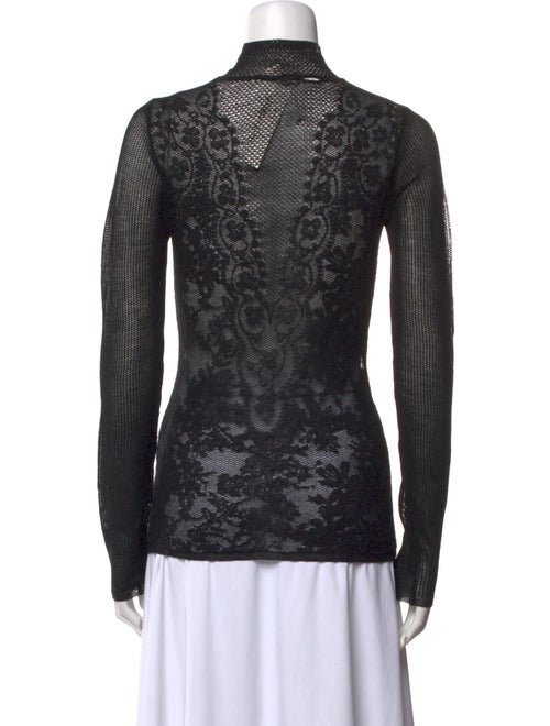 Lanvin Lace Pattern Mock Neck Top