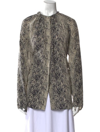Lanvin Silk Animal Print Button-Up Top