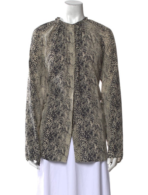 Lanvin Silk Animal Print Button-Up Top