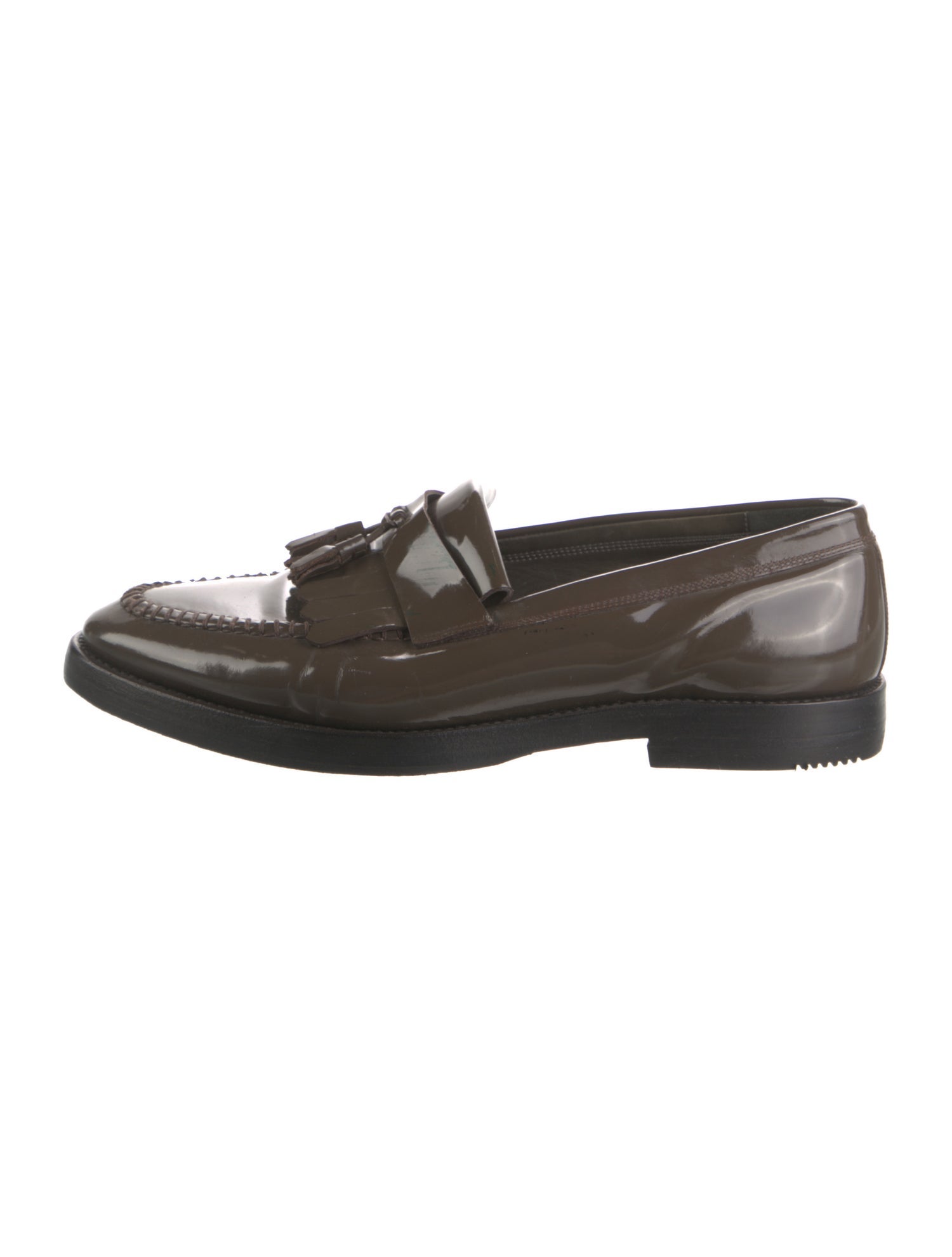 Lanvin Patent Leather Chain-Link Accents Loafers