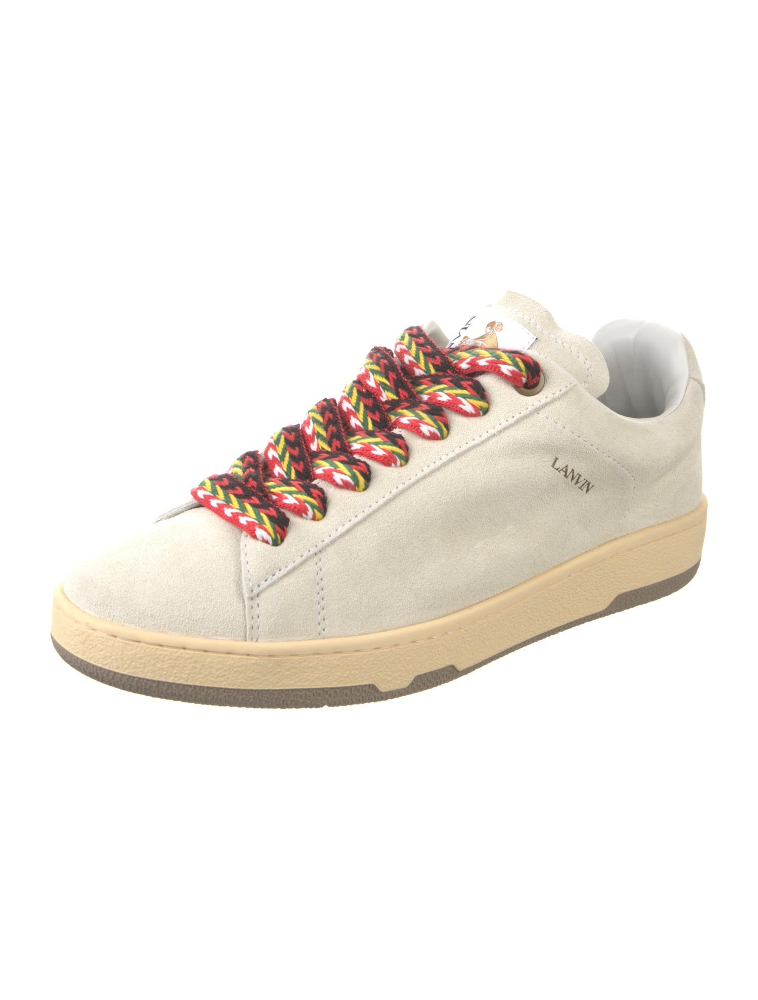 Lanvin Suede Colorblock Pattern Sneakers