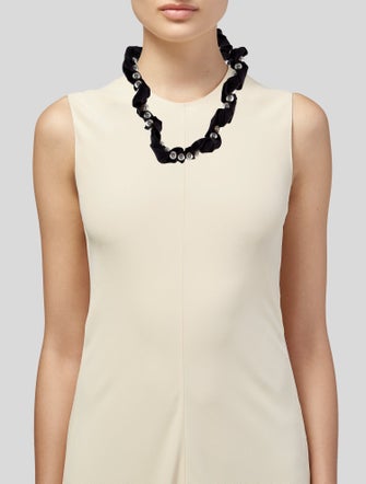 Lanvin Faux Pearl & Grosgrain Collar Necklace