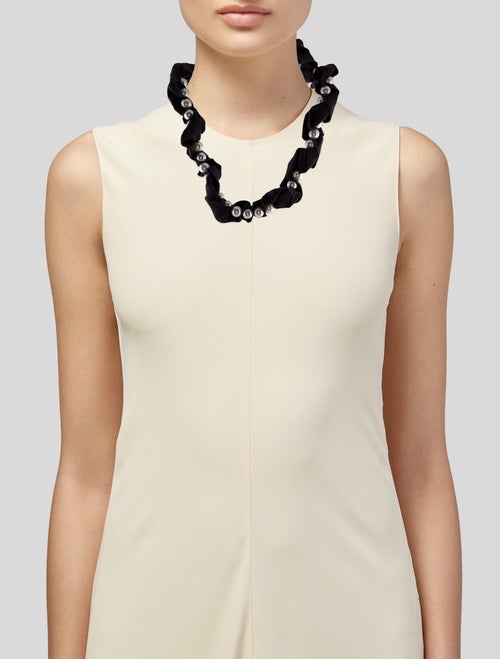 Lanvin Faux Pearl & Grosgrain Collar Necklace