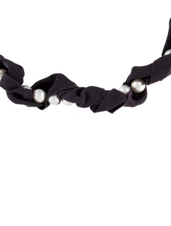 Lanvin Faux Pearl & Grosgrain Collar Necklace