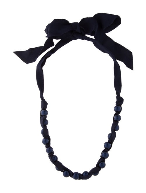 Lanvin Faux Pearl & Ribbon Collar Necklace