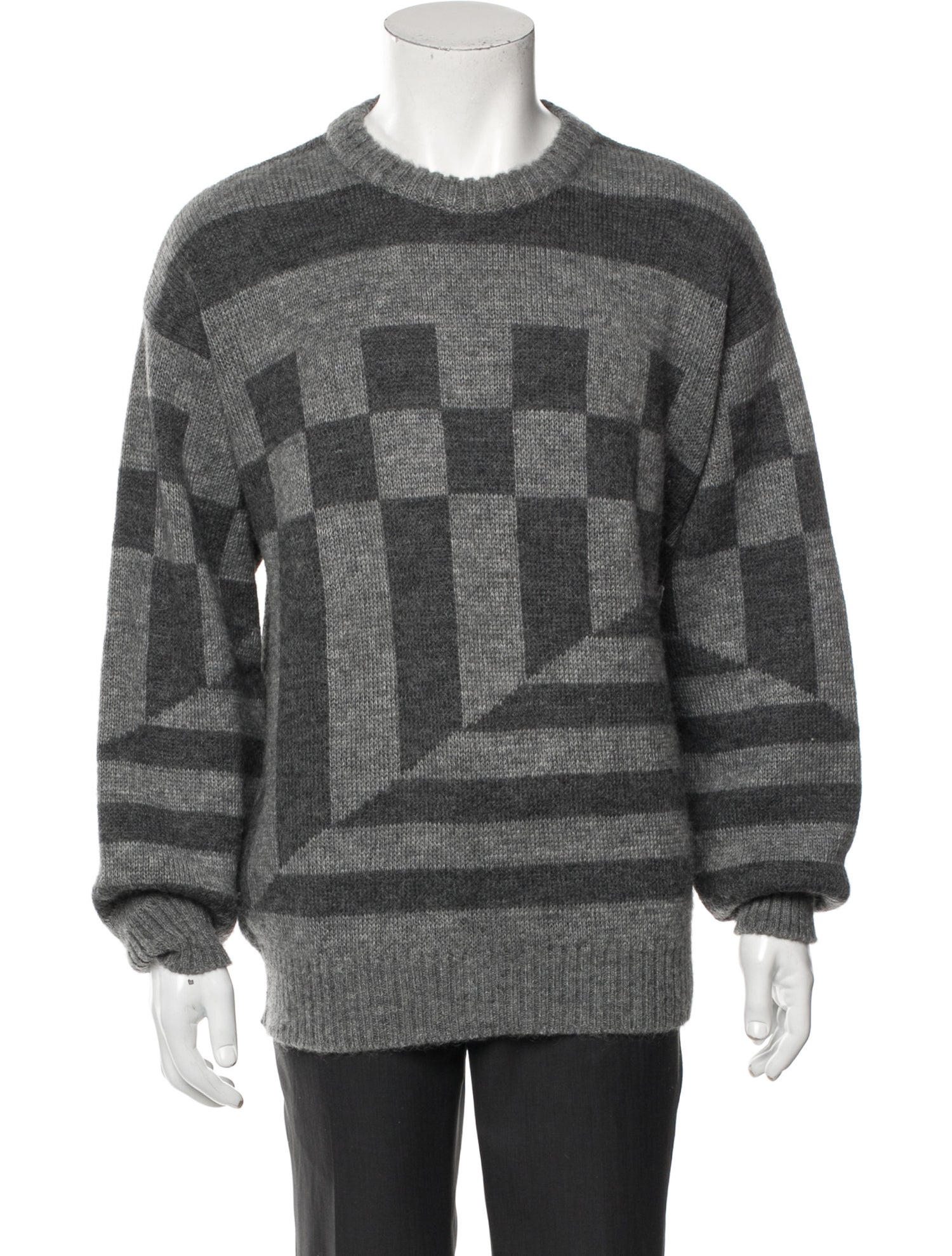Lanvin Plaid Print Crew Neck Pullover