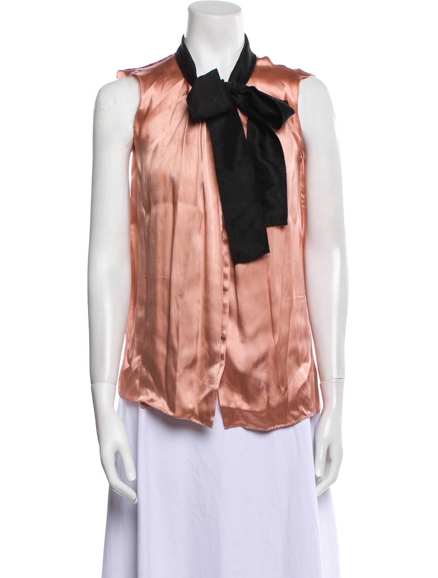 Lanvin Tie Neck Sleeveless Button-Up Top