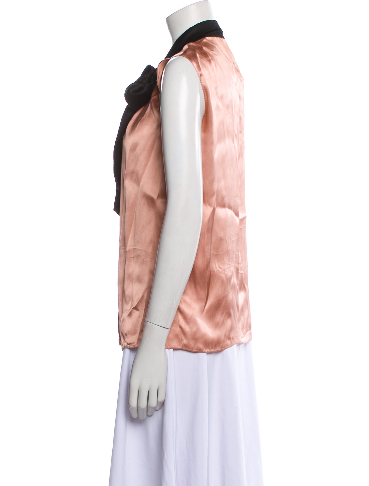 Lanvin Tie Neck Sleeveless Button-Up Top