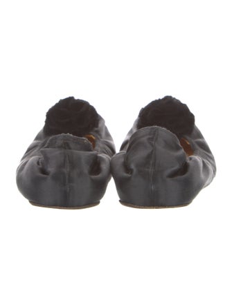 Lanvin Faux Pearl Accents Satin Ballet Flats