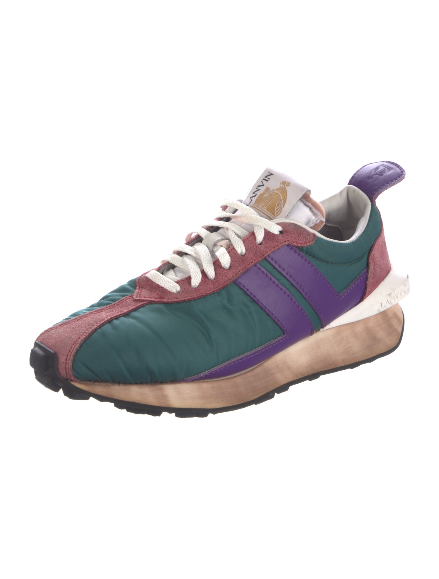 Lanvin Nylon Colorblock Pattern Sneakers