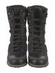 Lanvin Leather Colorblock Pattern Combat Boots