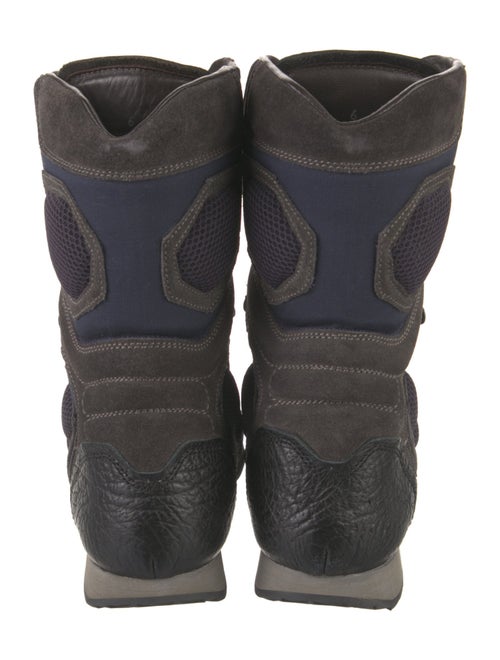 Lanvin Leather Colorblock Pattern Combat Boots