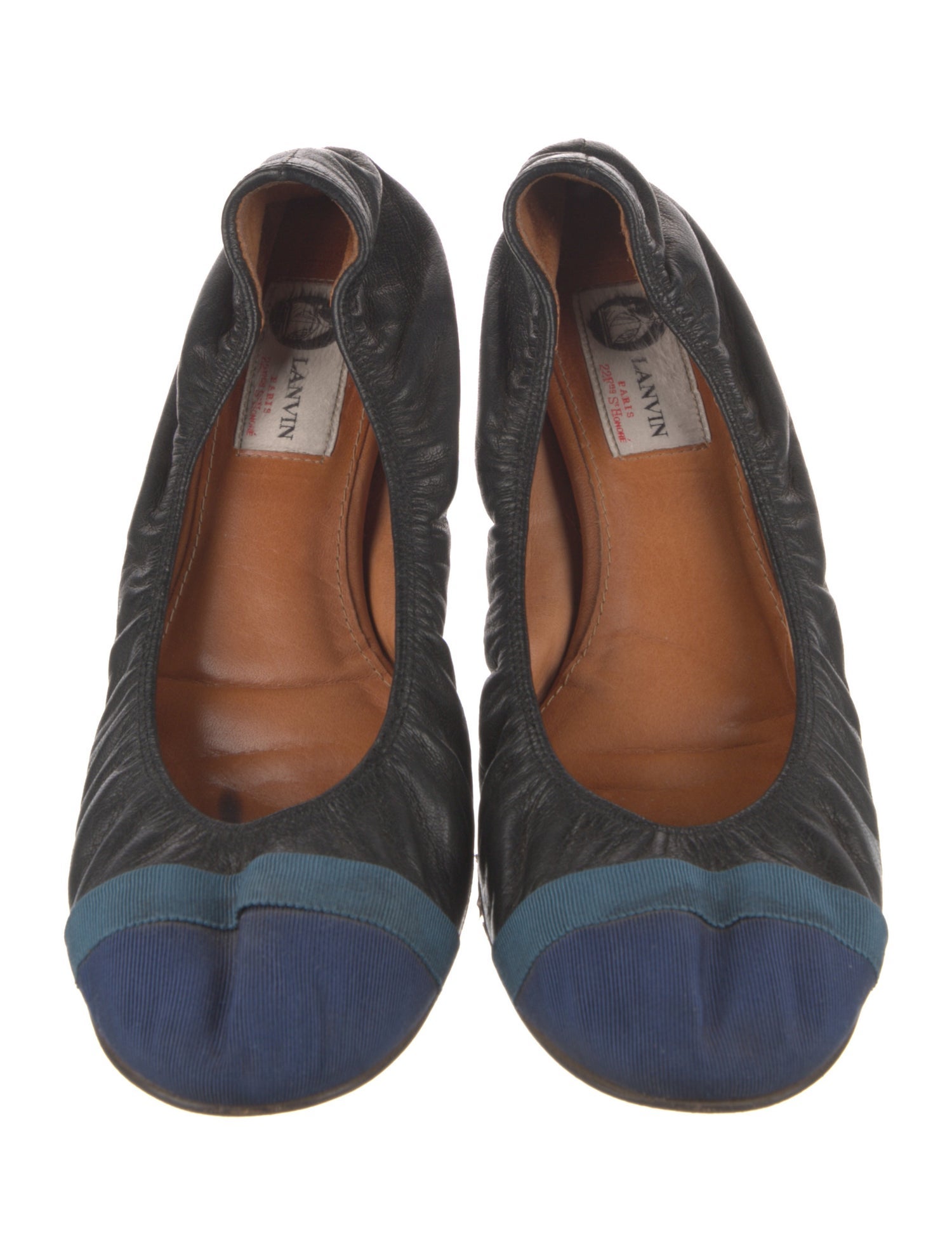 Lanvin Leather Colorblock Pattern Ballet Flats