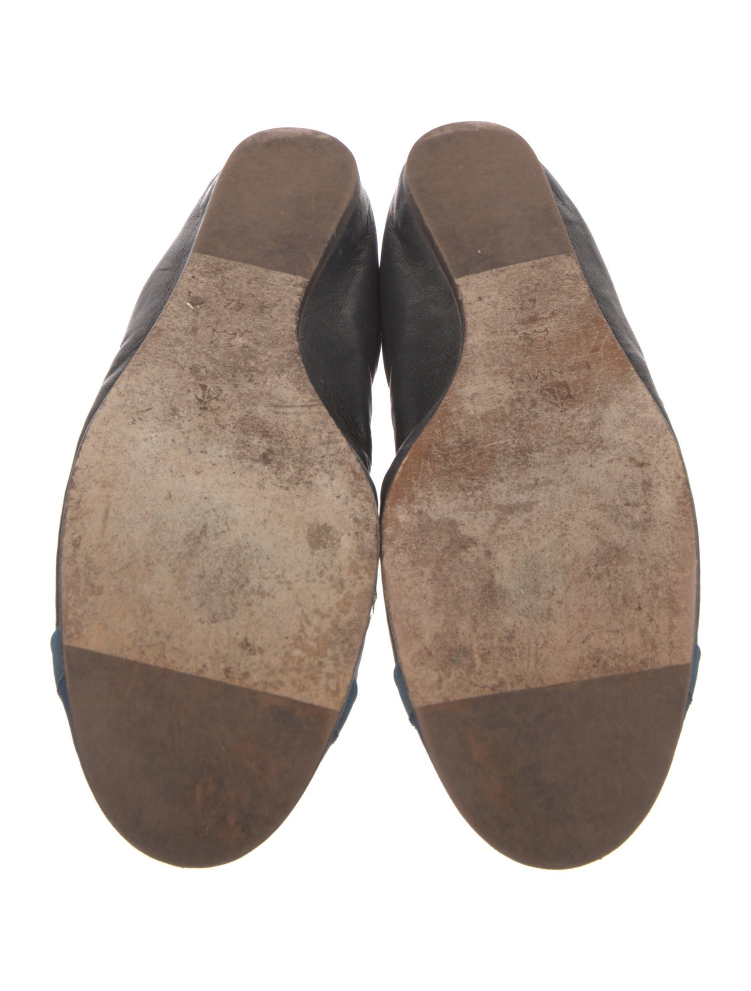 Lanvin Leather Colorblock Pattern Ballet Flats