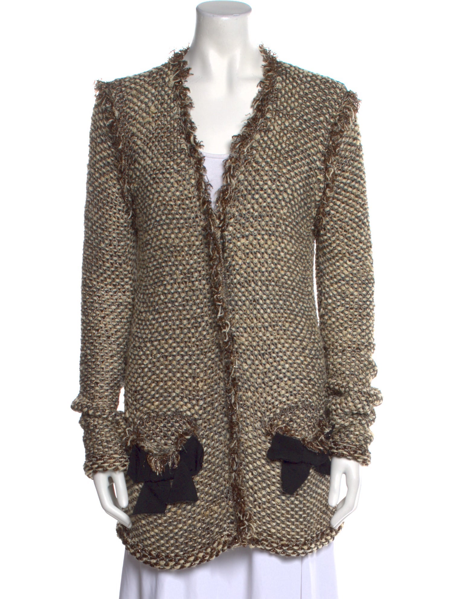 Lanvin Tweed Pattern V-Neck Sweater