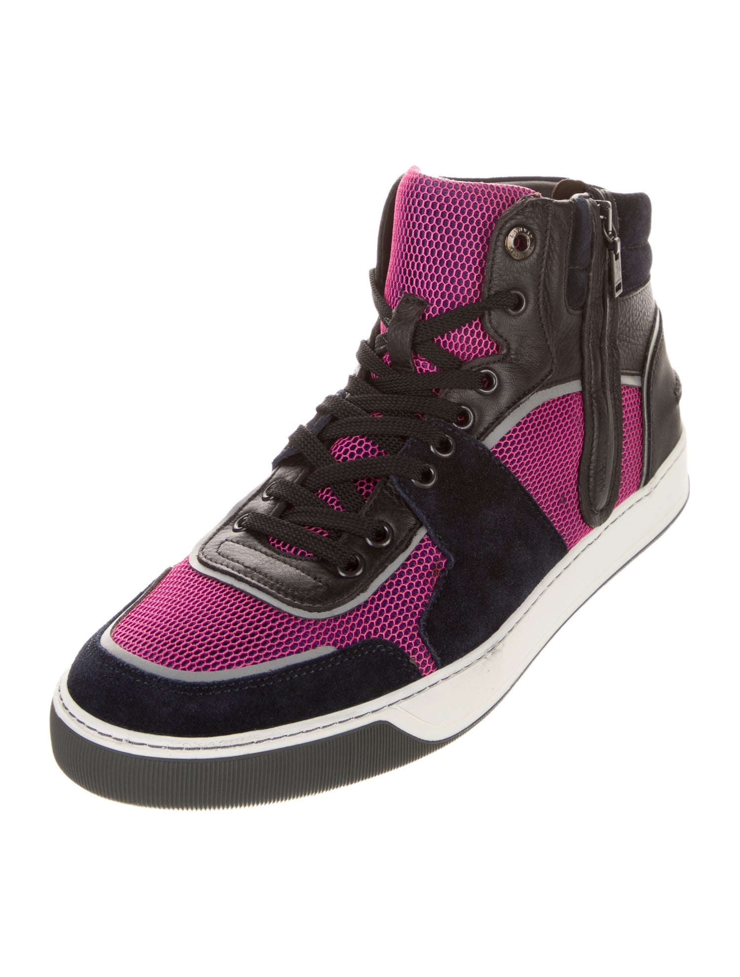 Lanvin Leather Colorblock Pattern Sneakers