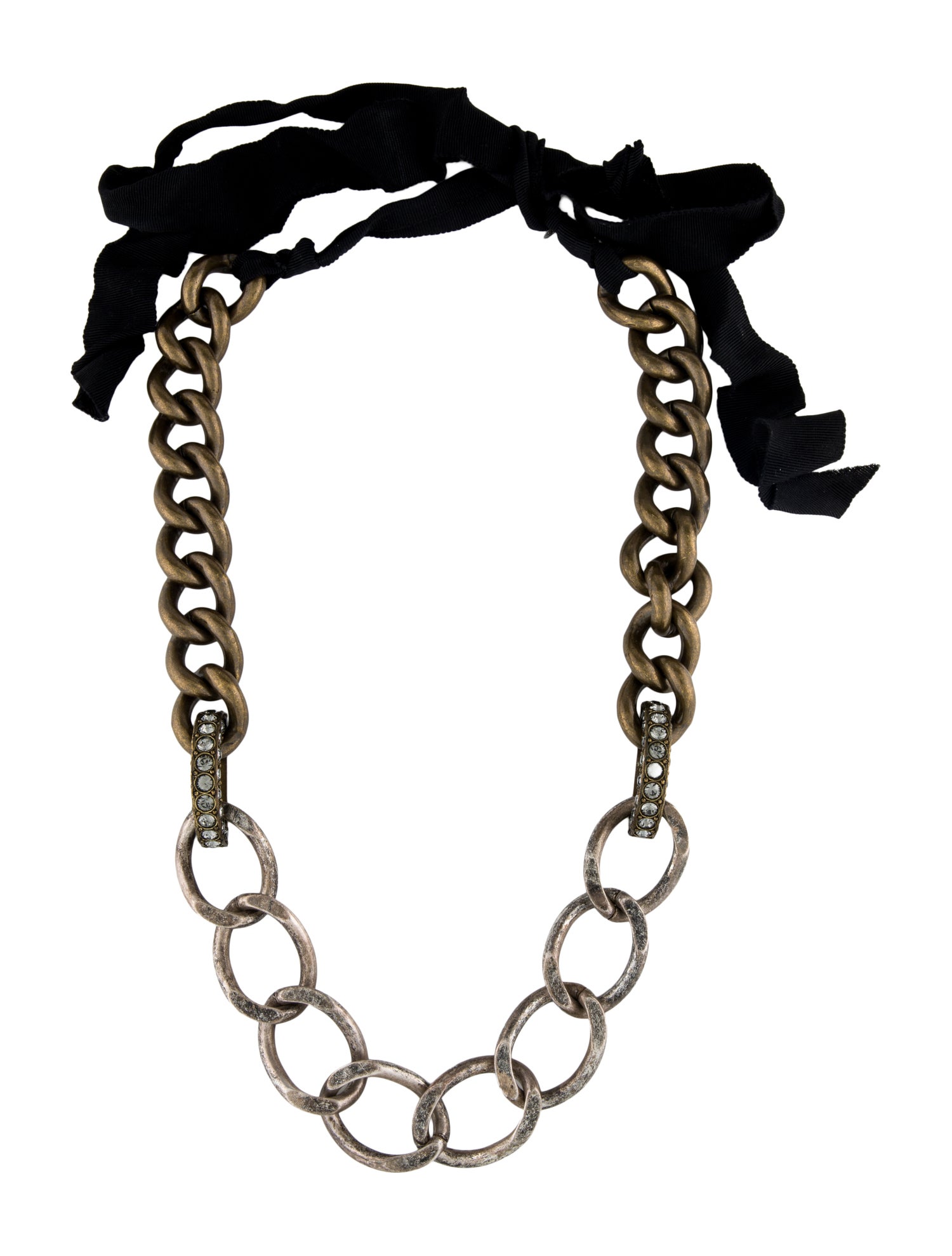 Lanvin Crystal & Ribbon Chain Necklace