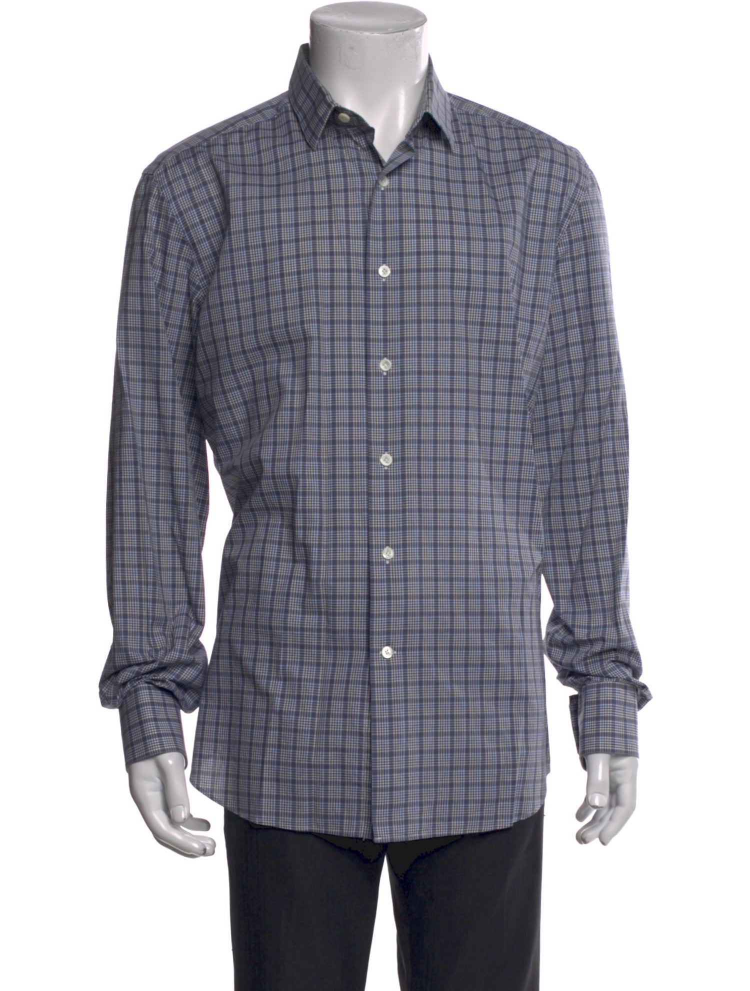 Lanvin Plaid Print Long Sleeve Shirt