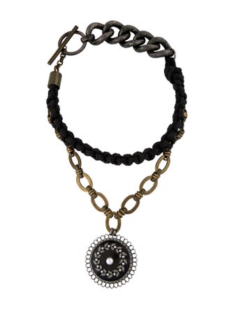 Lanvin Faux Pearl, Resin, & Cord Choker Pendant Necklace