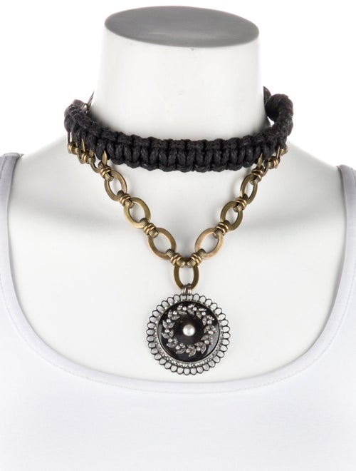 Lanvin Faux Pearl, Resin, & Cord Choker Pendant Necklace