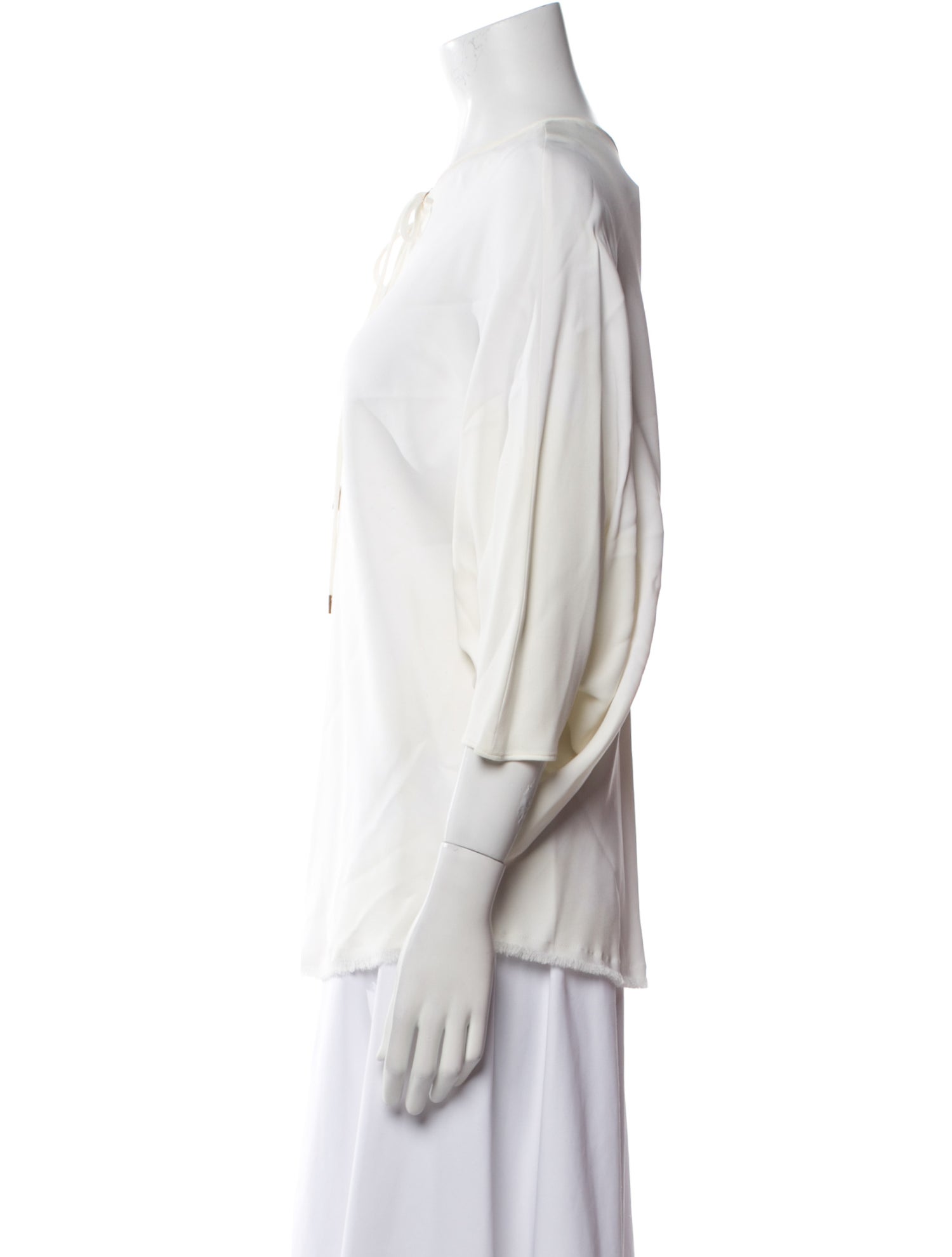 Lanvin Tie Neck Three-Quarter Sleeve Button-Up Top