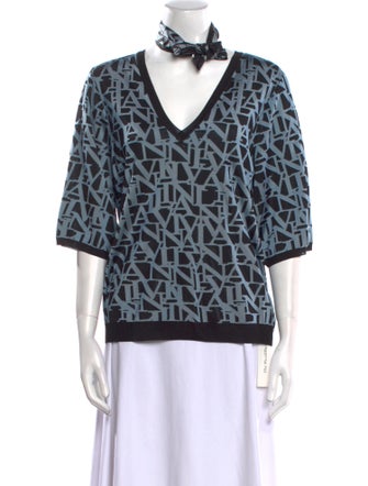 Lanvin Printed V-Neck Sweater