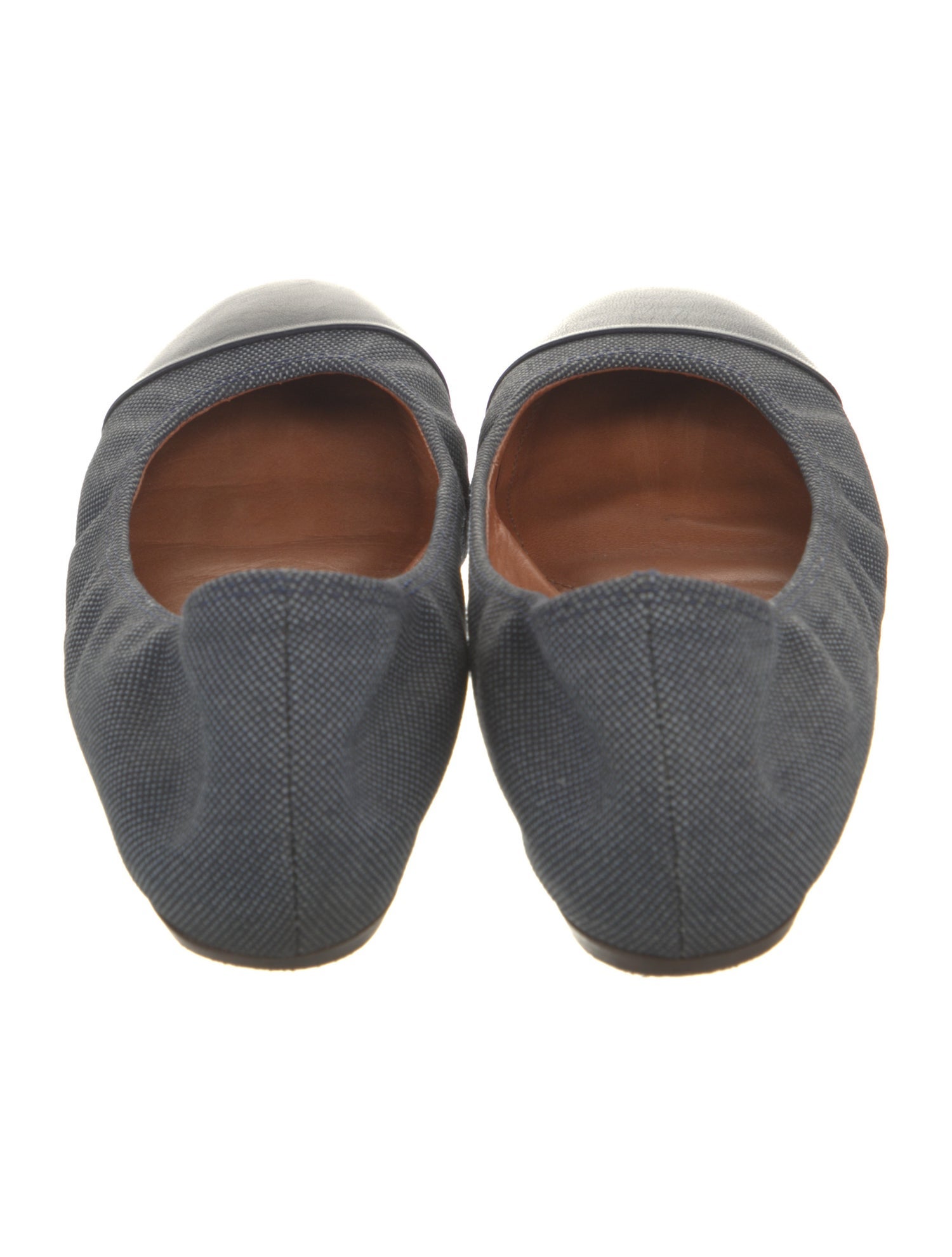 Lanvin Canvas Leather Trim Embellishment Ballet Flats