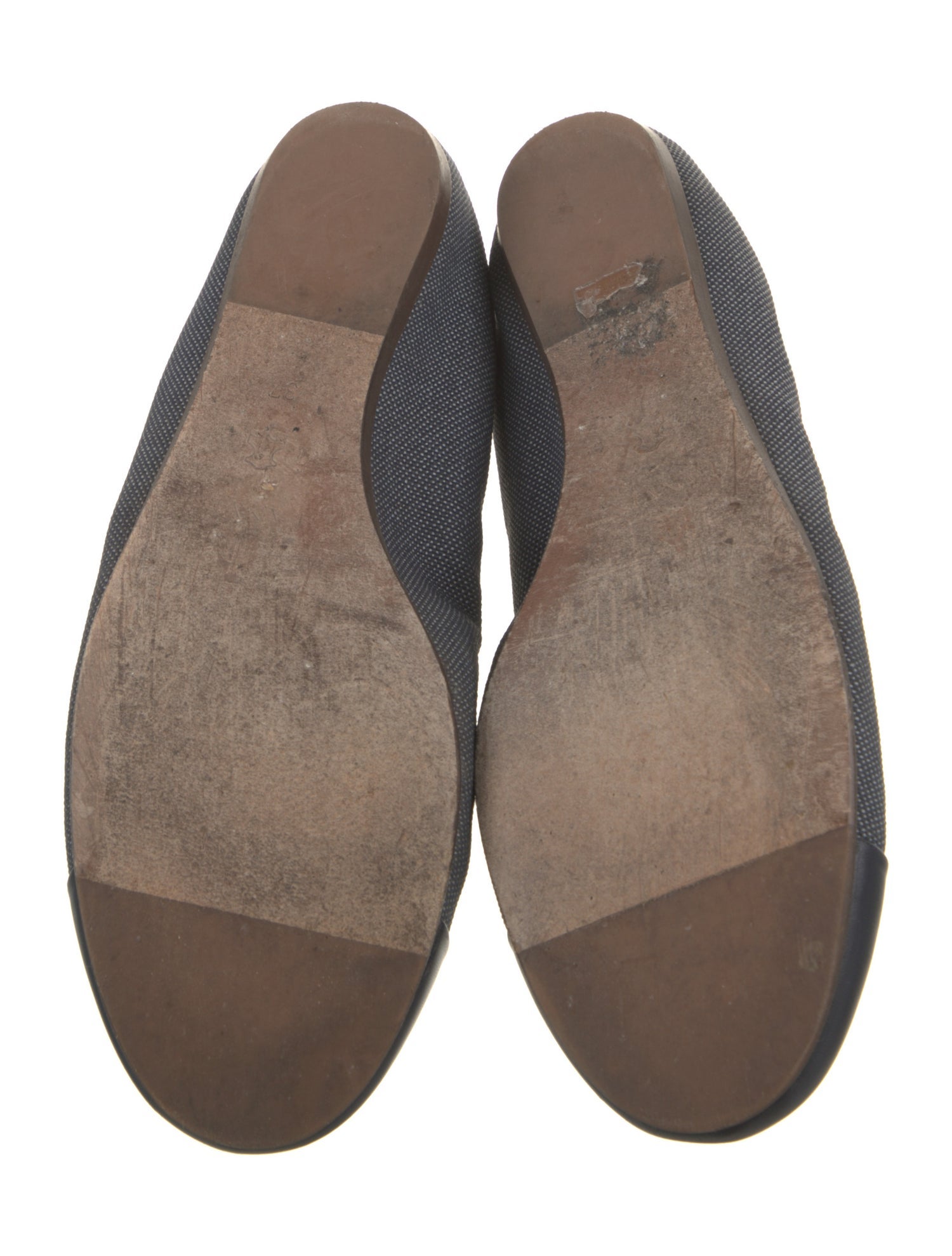 Lanvin Canvas Leather Trim Embellishment Ballet Flats