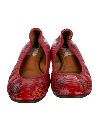 Lanvin Leather Animal Print Ballet Flats