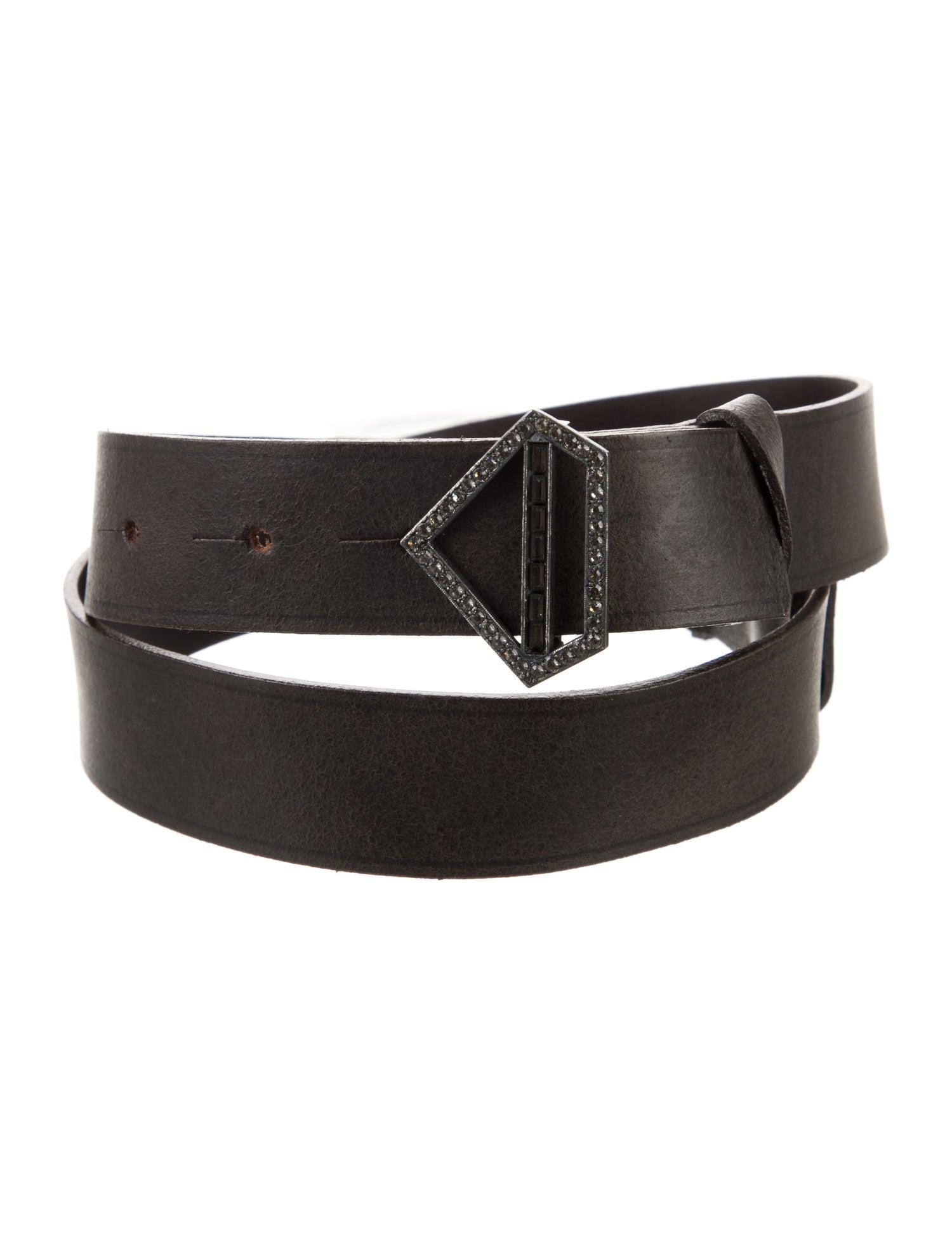 Lanvin Leather Crystal Embellishments Belt