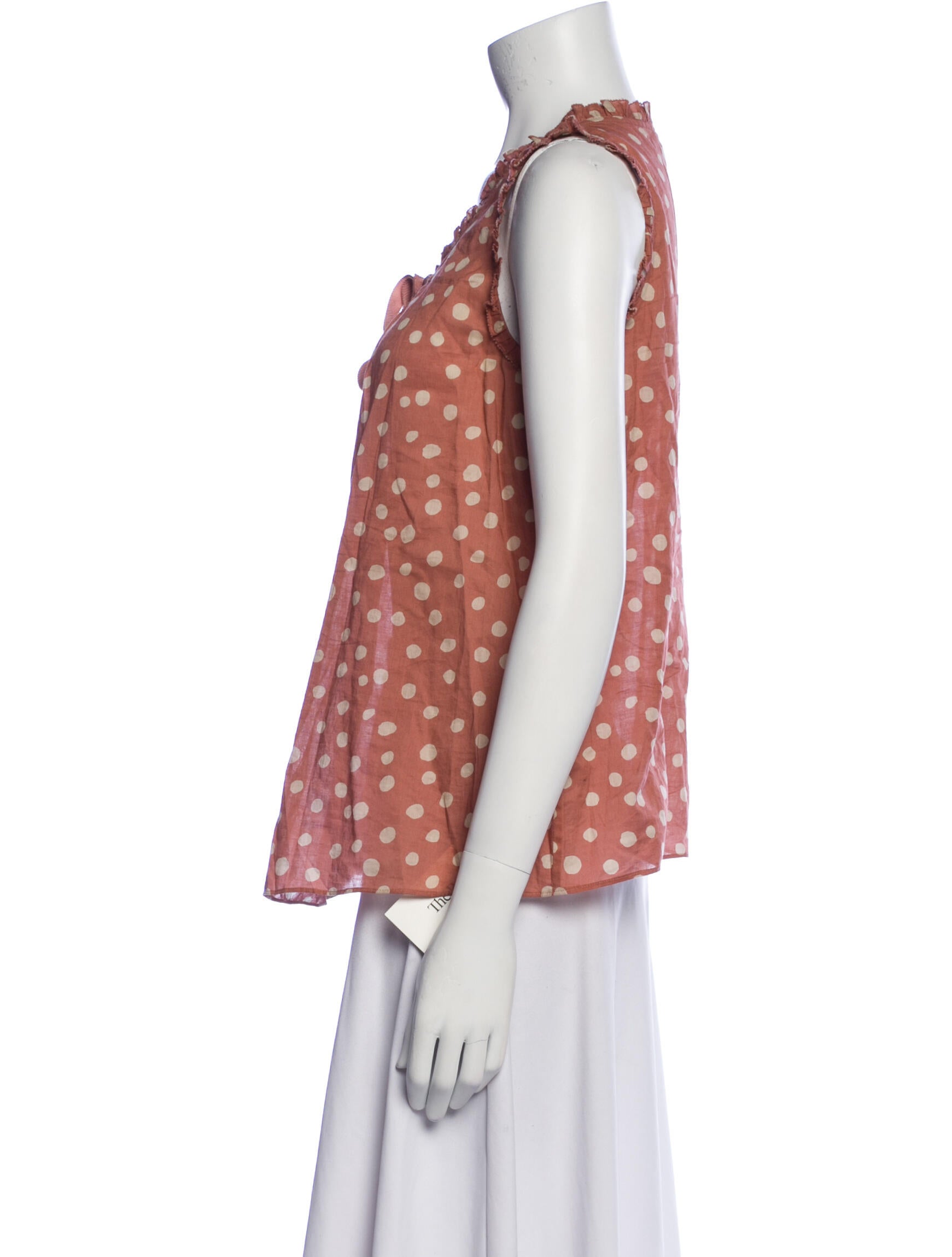 Lanvin Polka Dot Print Scoop Neck Top