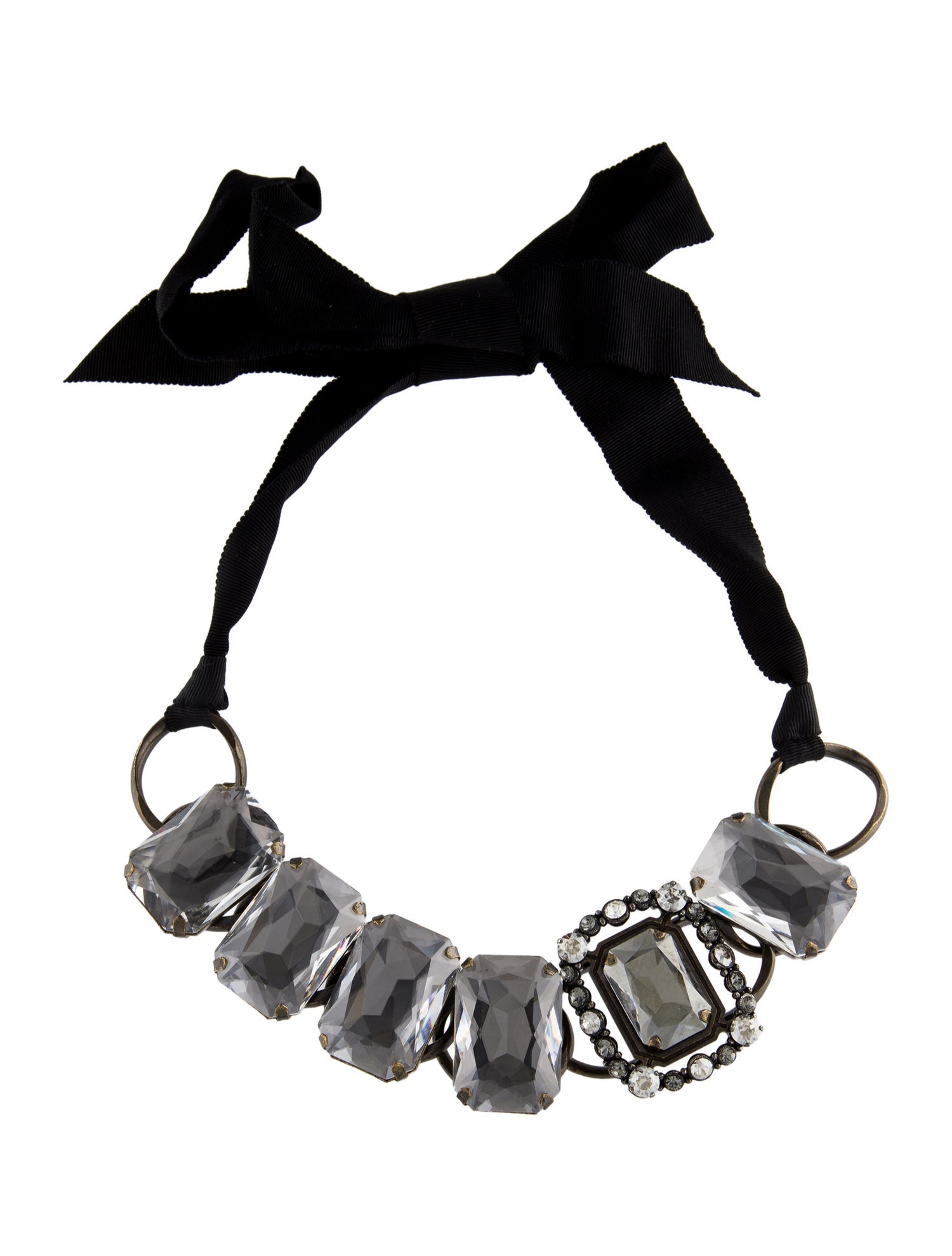 Lanvin Crystal & Ribbon Choker Necklace
