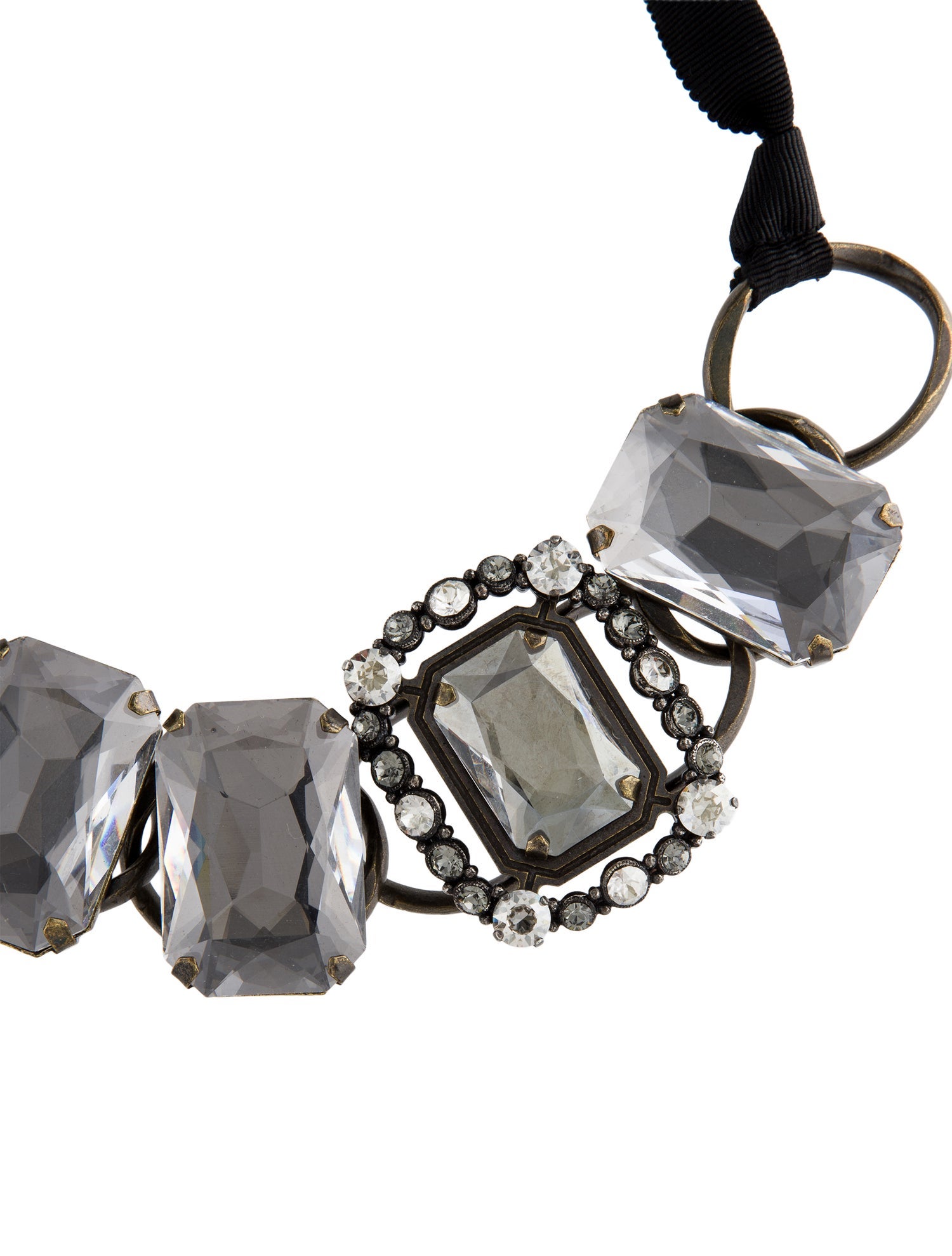 Lanvin Crystal & Ribbon Choker Necklace