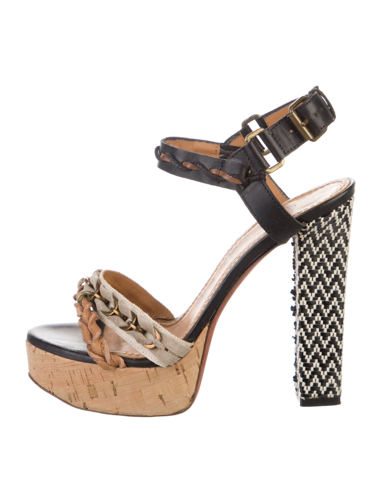 Lanvin Leather Colorblock Pattern Sandals