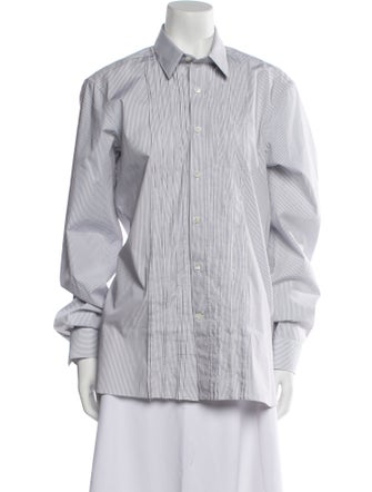 Lanvin Striped Long Sleeve Button-Up Top