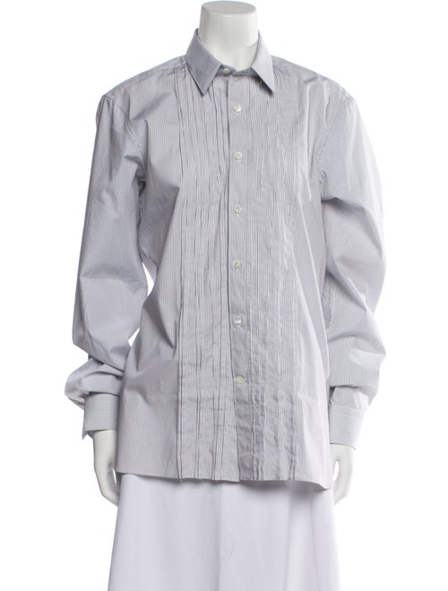 Lanvin Striped Long Sleeve Button-Up Top