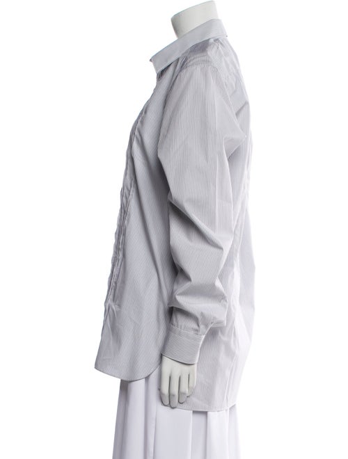 Lanvin Striped Long Sleeve Button-Up Top