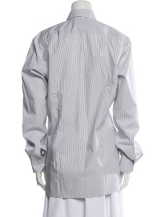 Lanvin Striped Long Sleeve Button-Up Top