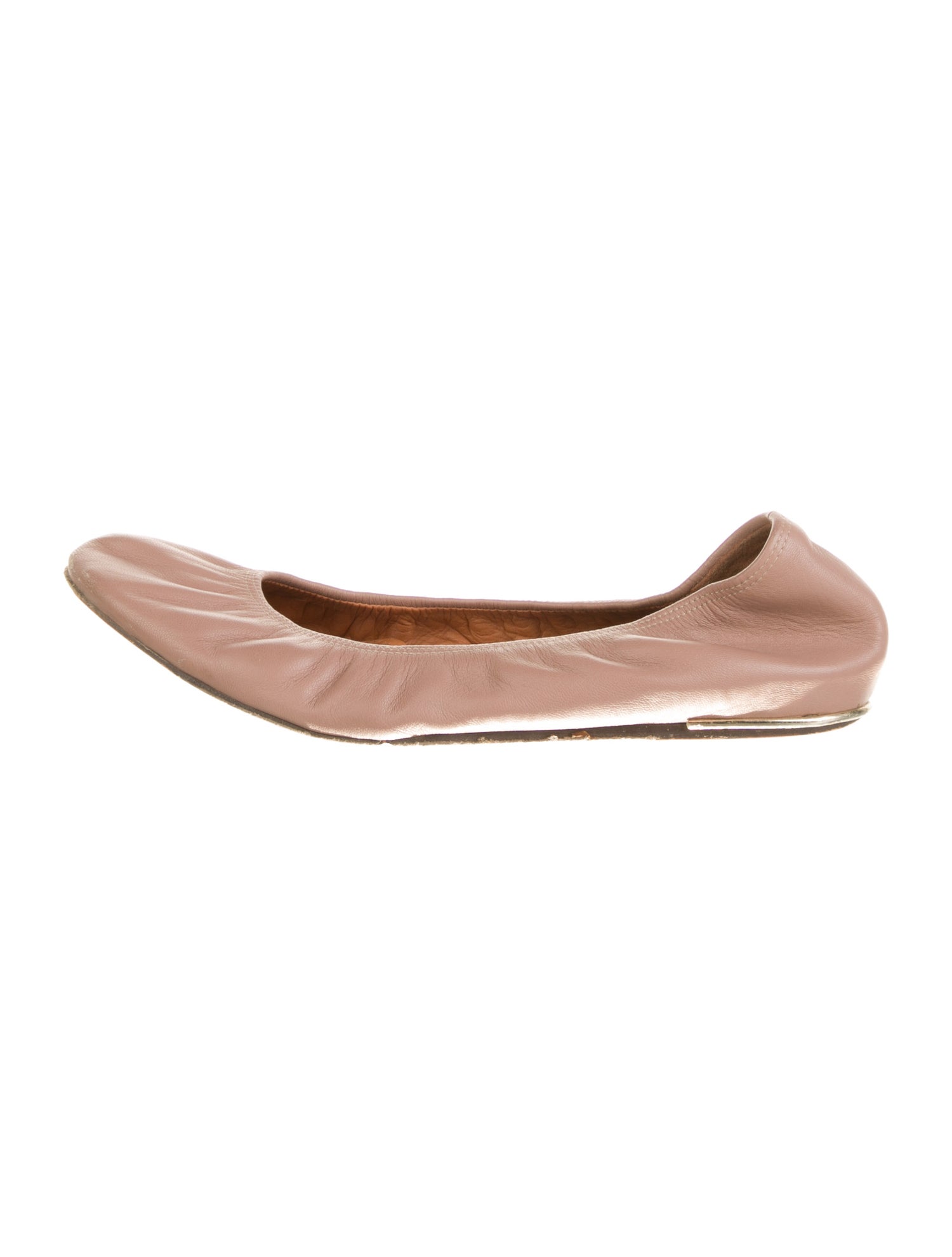 Lanvin Faux Pearl Accents Leather Ballet Flats