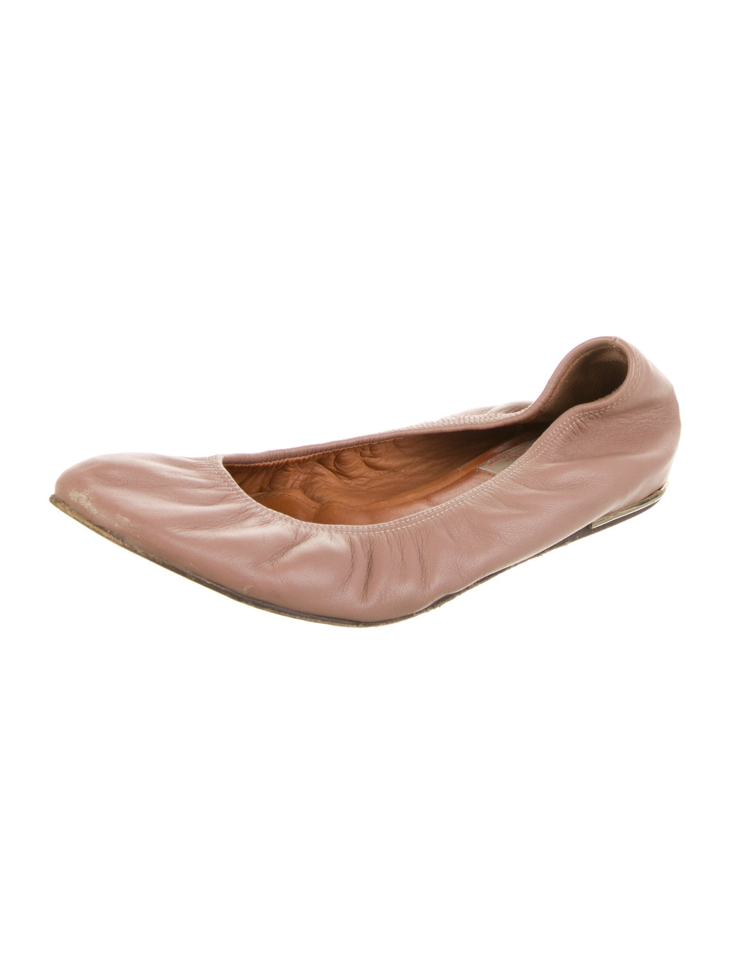 Lanvin Faux Pearl Accents Leather Ballet Flats