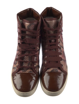 Lanvin Leather Animal Print Lace-Up Boots