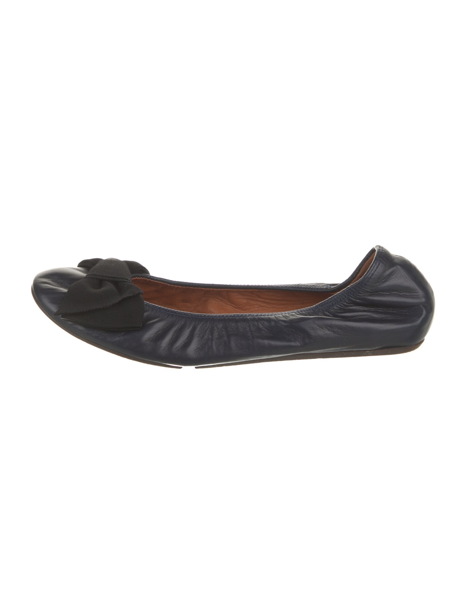 Lanvin Leather Bow Accents Ballet Flats