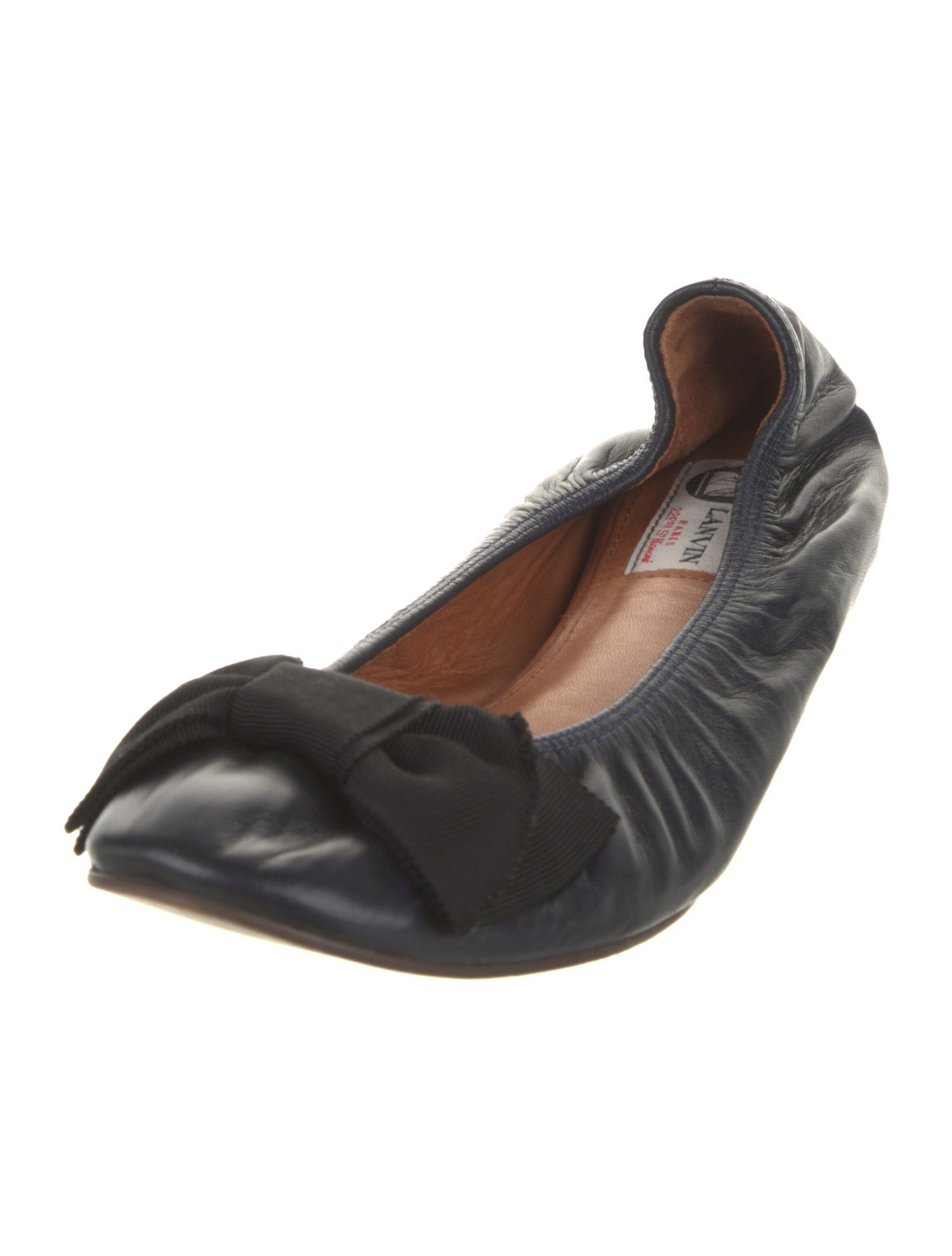 Lanvin Leather Bow Accents Ballet Flats