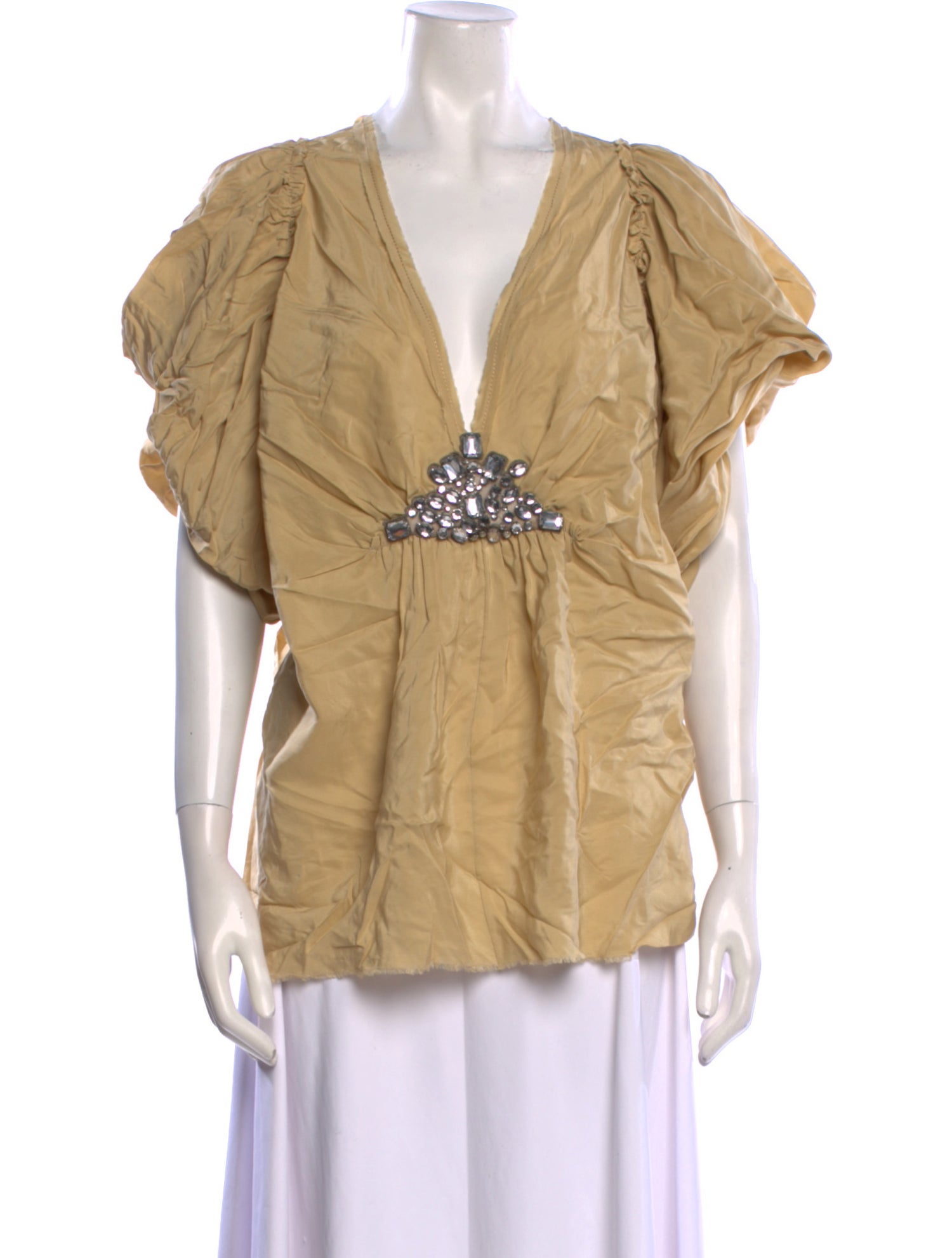 Lanvin Silk V-Neck Blouse w/ Tags