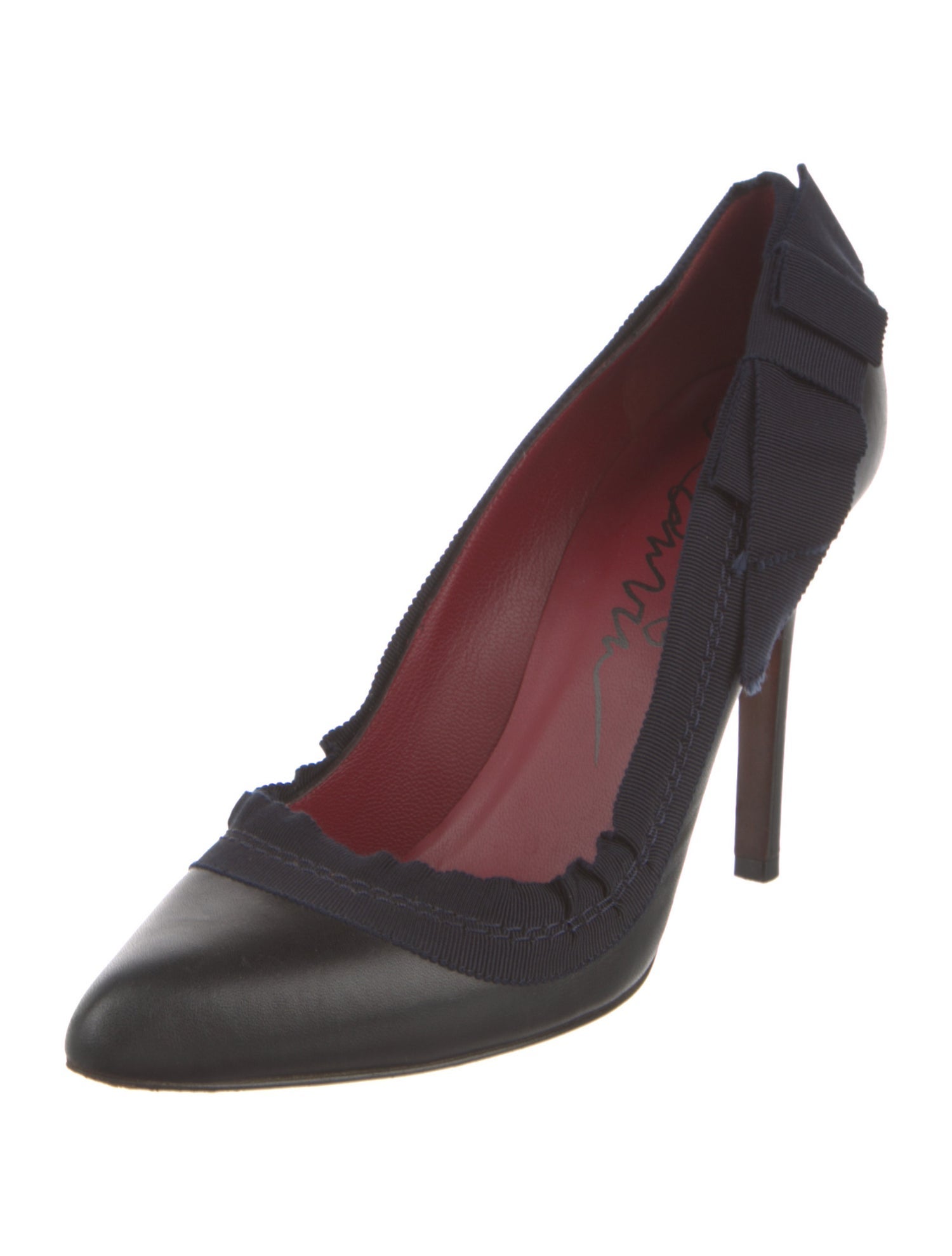 Lanvin Leather Grosgrain Trim Pumps