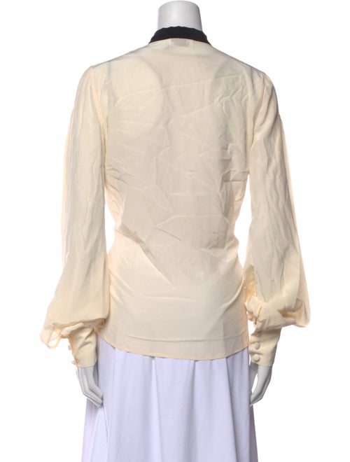 Lanvin Silk Tie Neck Button-Up Top