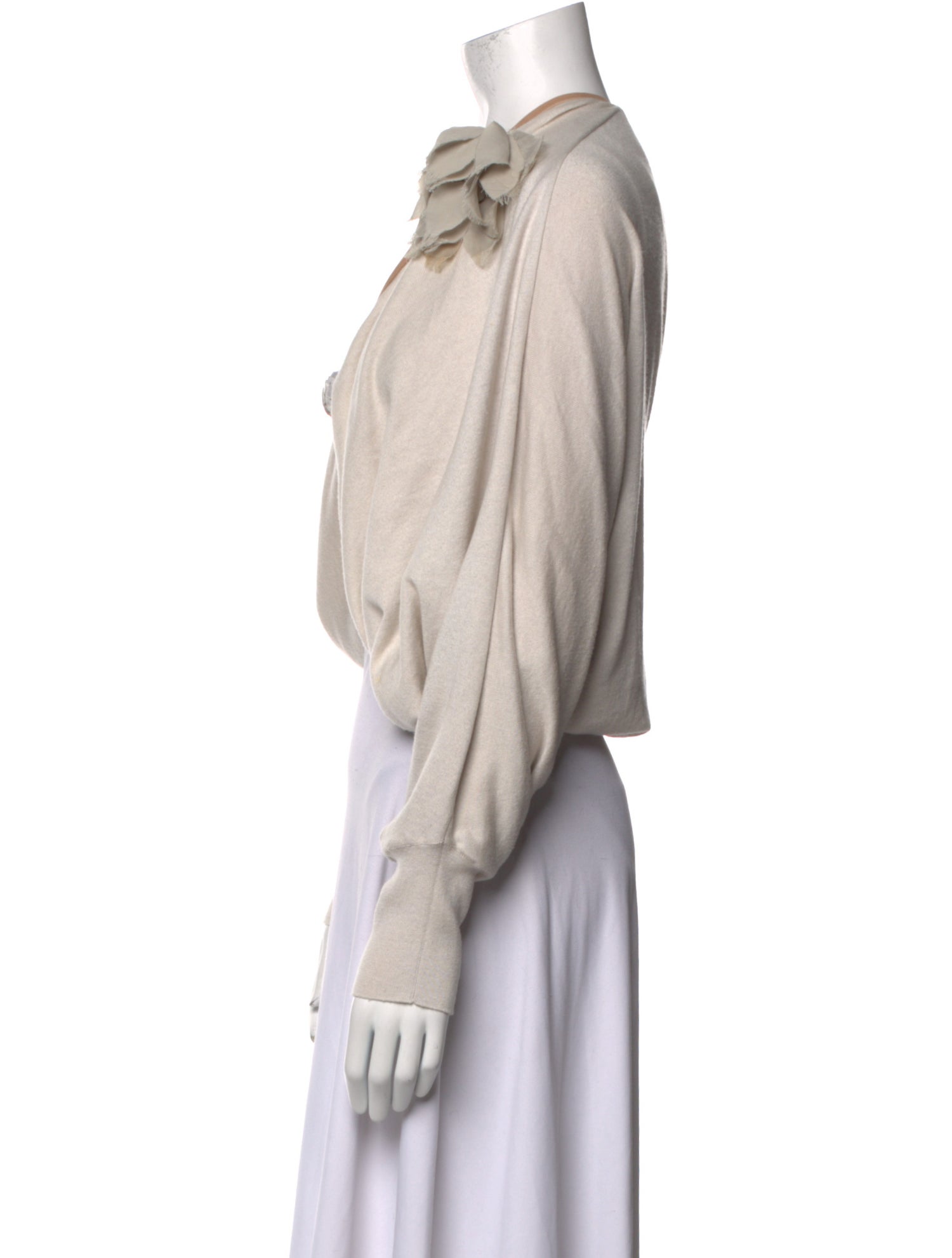 Lanvin V-Neck Long Sleeve Crop Top