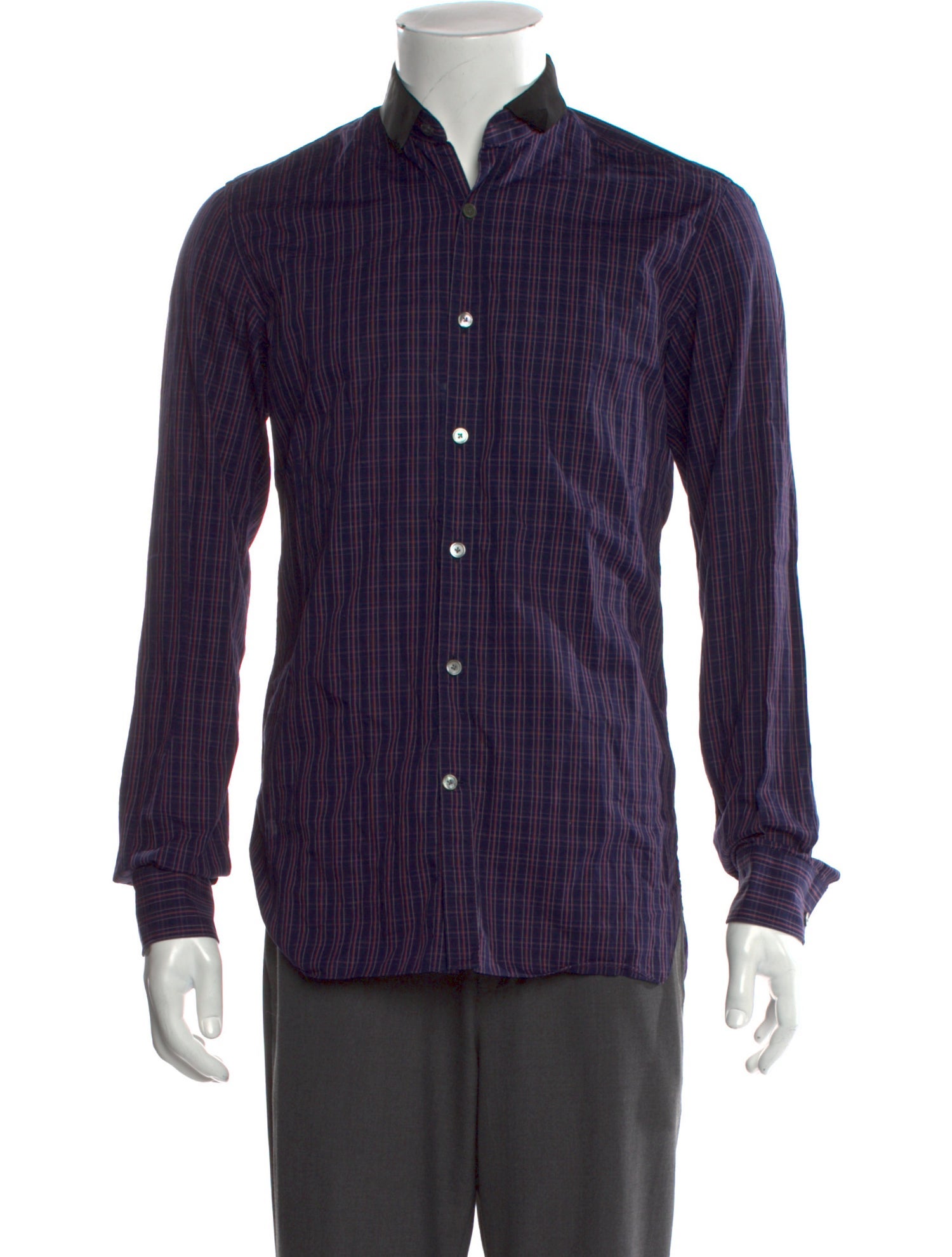 Lanvin Plaid Print Long Sleeve Shirt